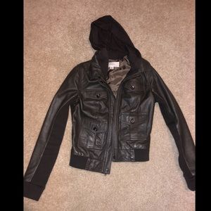 Brown Leather Caslon Jacket w/ hood